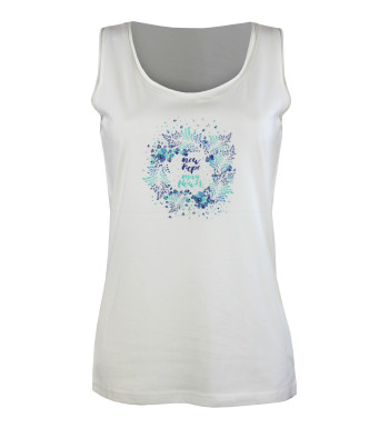 Débardeur blanc coton femme – Sérigraphie devant tendance