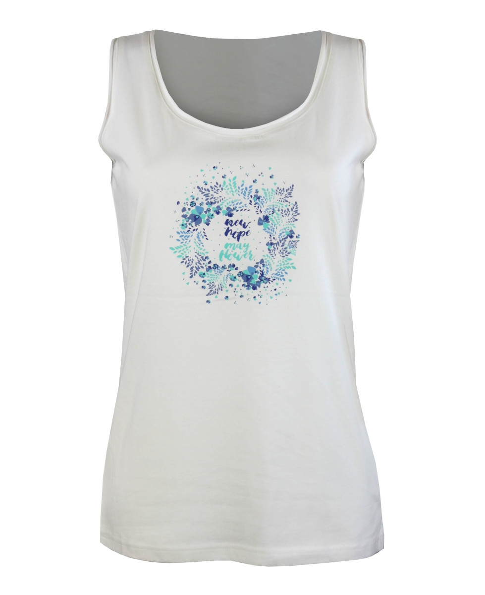 Débardeur blanc coton femme – Sérigraphie devant tendance