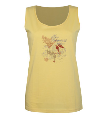 Débardeur jaune femme coton – Sérigraphie, col rond