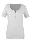Tee-shirt blanc M3102C coton flammé col rond boutons nacre