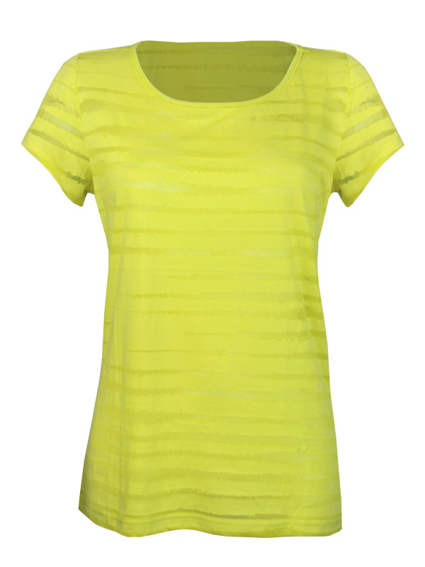 Tee-shirt jaune M3104B rayures dévorées col rond femme