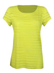 Tee-shirt jaune M3104B rayures dévorées col rond femme