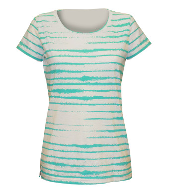 Tee-shirt vert M3120B rayures dévorées col rond femme