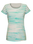 Tee-shirt vert M3120B rayures dévorées col rond femme