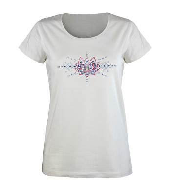 Tee-shirt blanc M3123A col rond sérigraphie coton femme