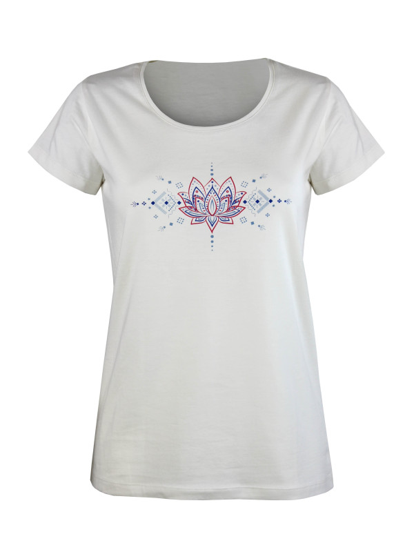 Tee-shirt blanc M3123A col rond sérigraphie coton femme