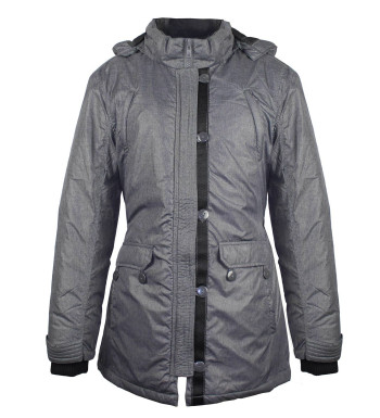 Manteau matelassé femme gris argent – Capuche, zip, élégant