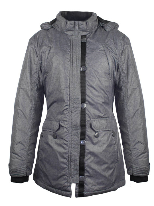 Manteau matelassé femme gris argent – Capuche, zip, élégant