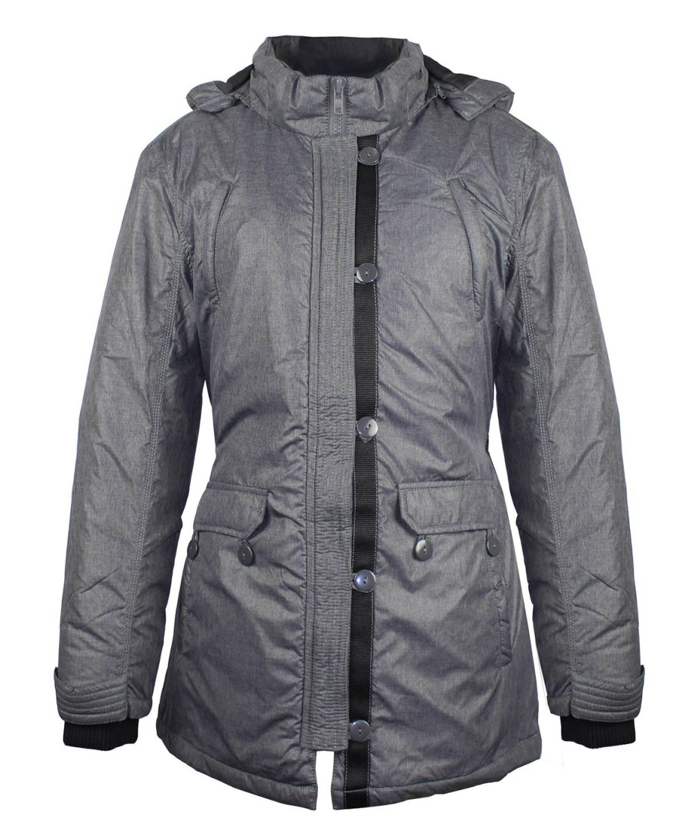 Manteau matelassé femme gris argent – Capuche, zip, élégant