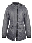 Manteau matelassé femme gris argent – Capuche, zip, élégant