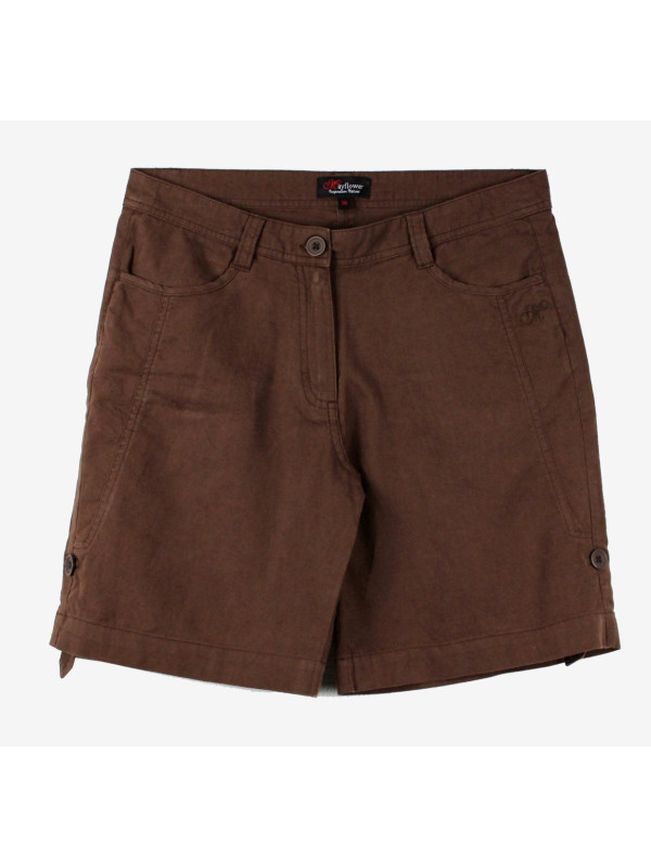 Short détente brun MAGO2 femme – Coton/lin, longueur réglable
