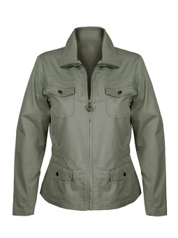 Veste femme kaki MANGA1 : coton, zipper, poches à boutons