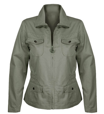 Veste femme kaki MANGA1 : coton, zipper, poches à boutons