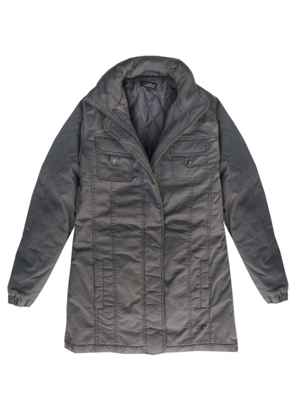 Manteau femme gris – Zippé, poches rabats, style moderne