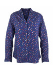 Chemisier imprimé marine/rouge femme – viscose, col rond, boutons