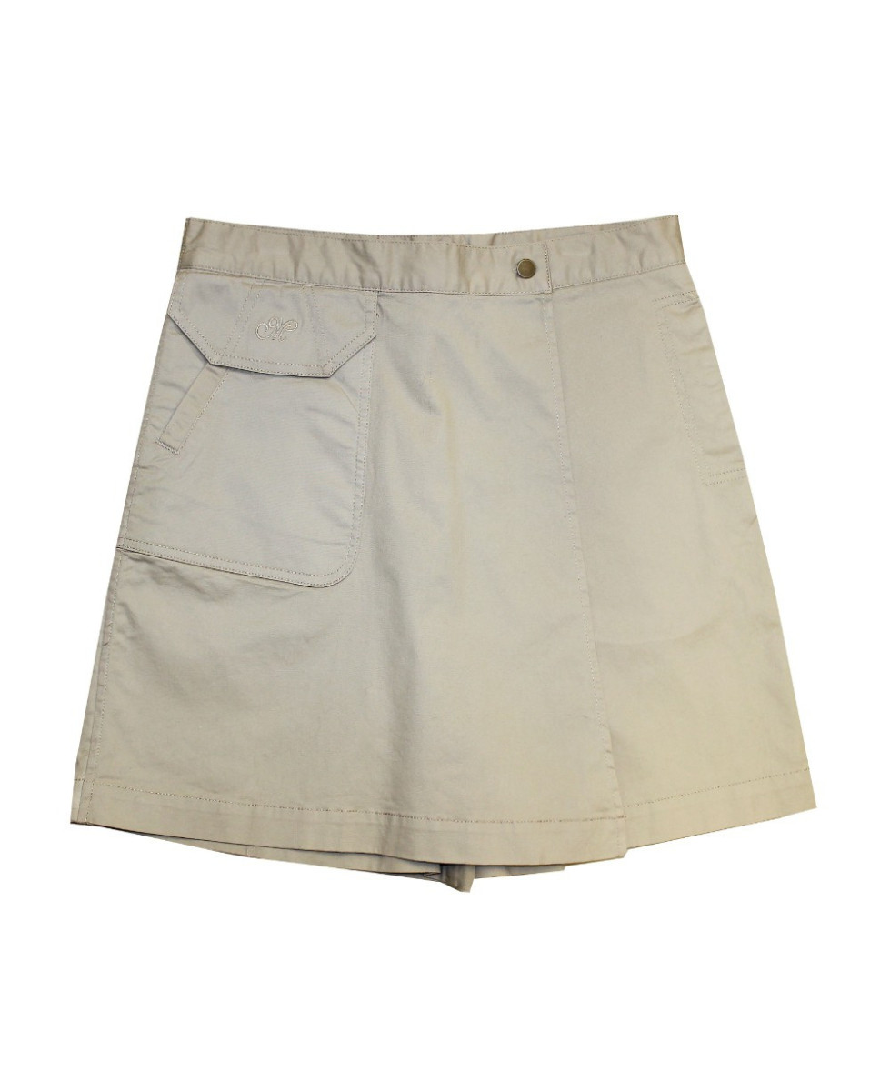 Jupe-short beige femme – Coton stretch, poches, short intégré