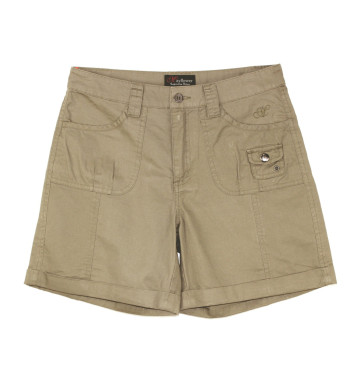 Short détente beige femme MAK2 – Coton doux, 4 poches