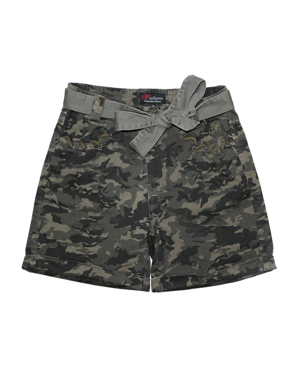 Short camouflage femme MAXI1 – Coton, ceinture fantaisie