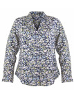 Chemisier fleuri bleu/jaune/écru femme – Viscose, col rond, boutons