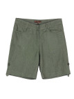 Short femme lin olive MIGUEL1 – Longueur réglable & poches