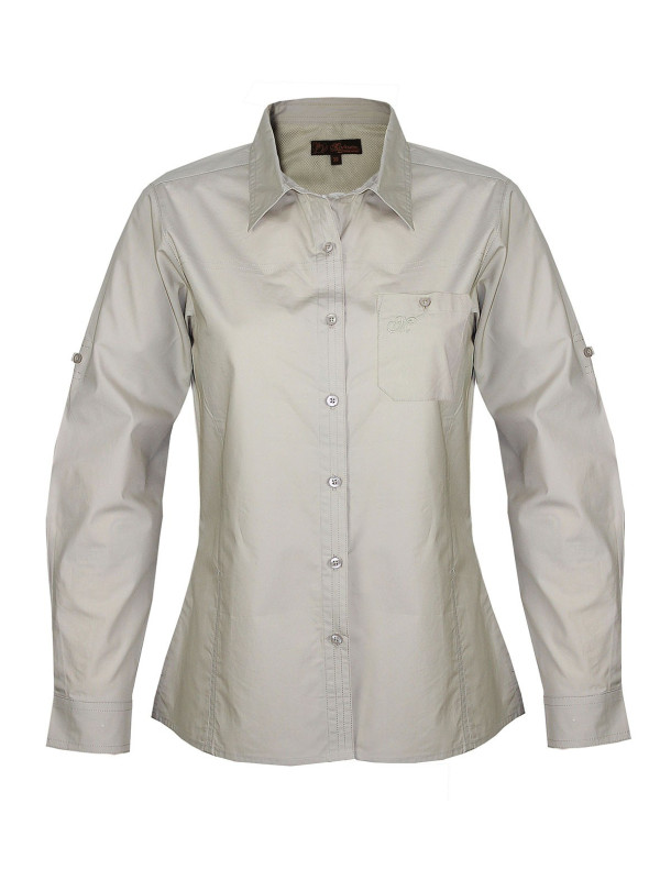 Chemisier beige rando femme – Coton, manches longues, boutons bois