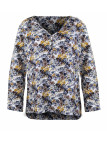 Tunique jaune/brun en viscose – Motifs, col fantaisie, manches longues