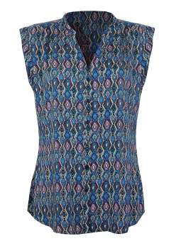 Chemisier sans manche bleu/rose – Viscose imprimé, col rond