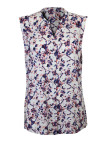Chemisier sans manche fleuri viscose – Blanc/bleu/rose, col rond