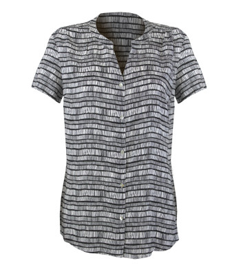 Chemisier imprimé noir/blanc femme – Manches courtes, viscose