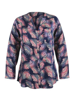 Chemisier imprimé rose/bleu femme – Viscose, manches longues