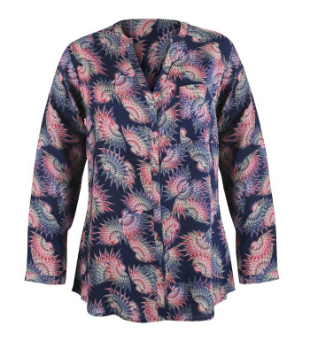 Chemisier imprimé rose/bleu femme – Viscose, manches longues