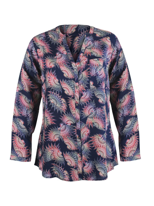 Chemisier imprimé rose/bleu femme – Viscose, manches longues