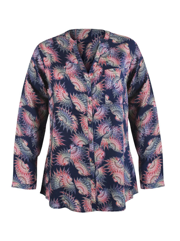Chemisier imprimé rose/bleu femme – Viscose, manches longues