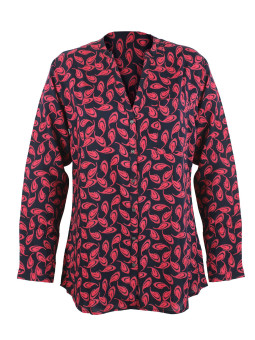 Chemisier imprimé rouge/noir femme – Viscose, manches longues