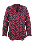 Chemisier imprimé rouge/noir femme – Viscose, manches longues