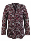 Chemisier fleuri rouge/noir femme – Viscose, manches longues, boutons