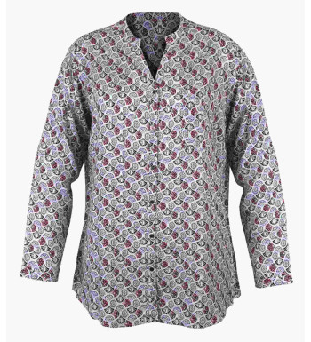 Chemisier imprimé rouge/blanc/noir femme – Viscose, col rond