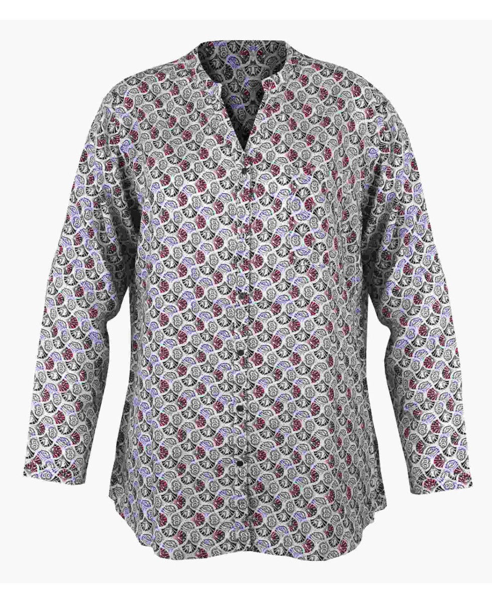 Chemisier imprimé rouge/blanc/noir femme – Viscose, col rond