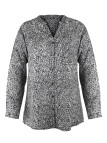 Chemisier imprimé noir/blanc femme – Viscose, col rond, boutons
