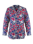 Chemisier imprimé rouge/bleu femme – Viscose, col rond, boutons