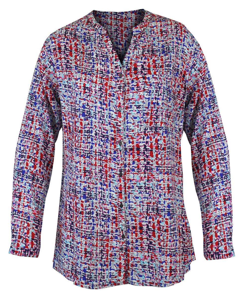 Achat Chemisier Viscose Imprimé Bleu Rouge | Mode Directe