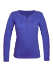 Tee-shirt NABAB1 bleu col tunisien jersey coton femme