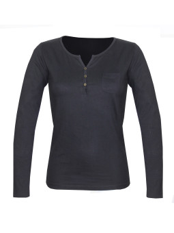 Tee-shirt NABAB4 noir col tunisien jersey coton femme