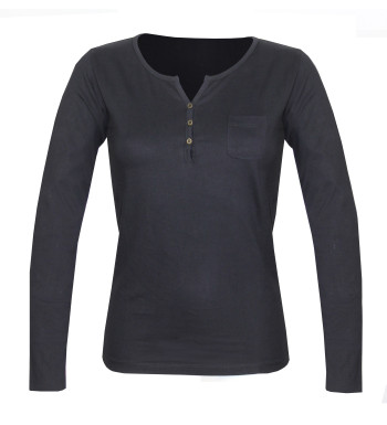 Tee-shirt NABAB4 noir col tunisien jersey coton femme