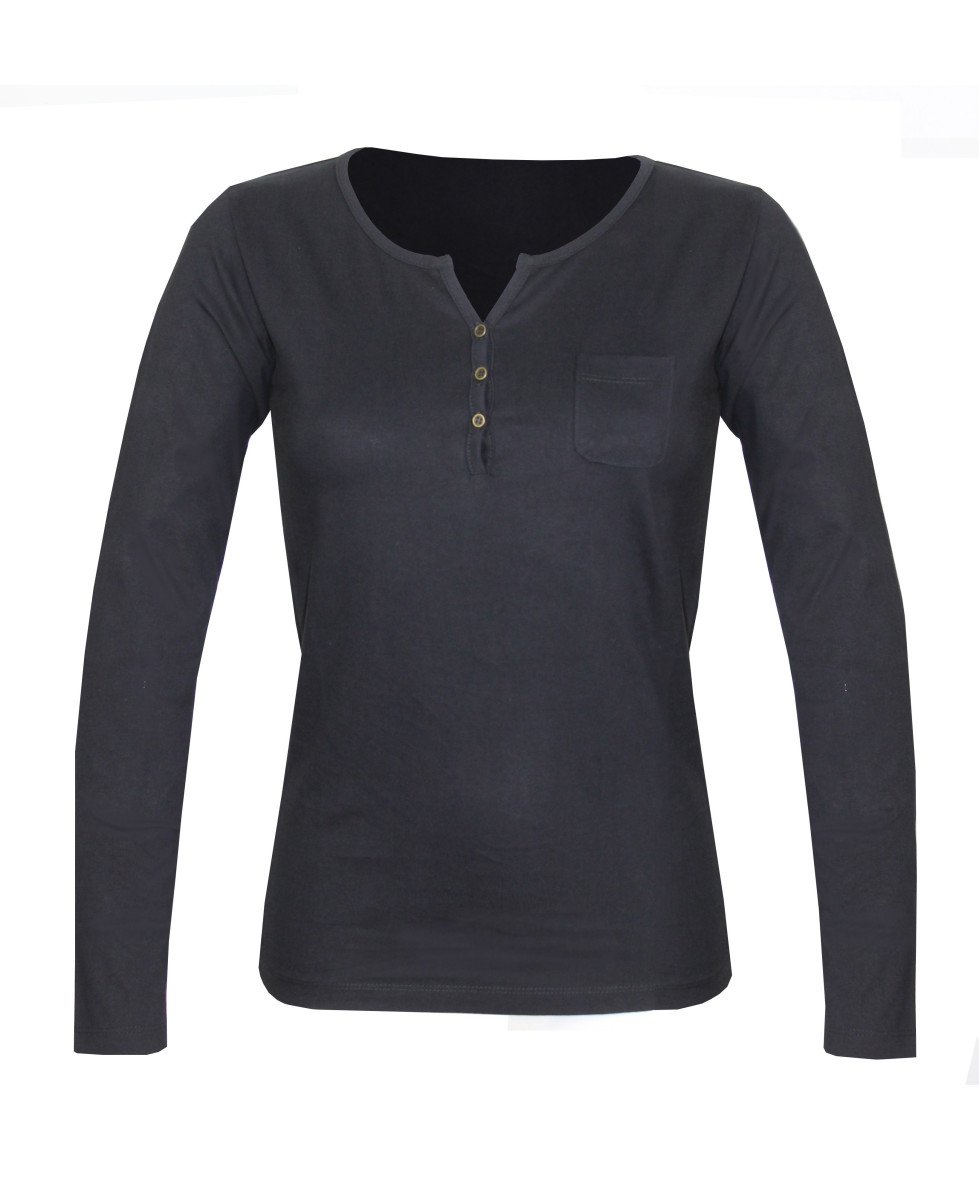 Tee-shirt NABAB4 noir col tunisien jersey coton femme