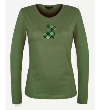 Tee-shirt NAMUR3 vert olive col rond sérigraphie femme