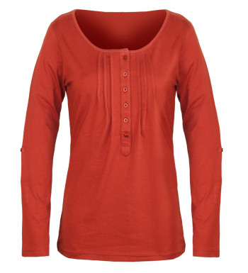 Tee-shirt NANNY2 orange col boutonné manches retroussables femme