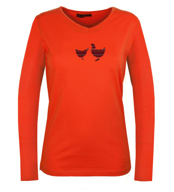 Tee-shirt NAPOLI1 orange col V sérigraphie coton femme