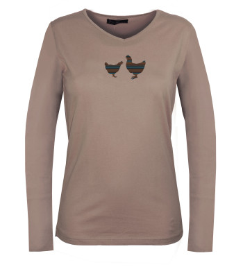 Tee-shirt NAPOLI2 beige col V sérigraphie coton femme