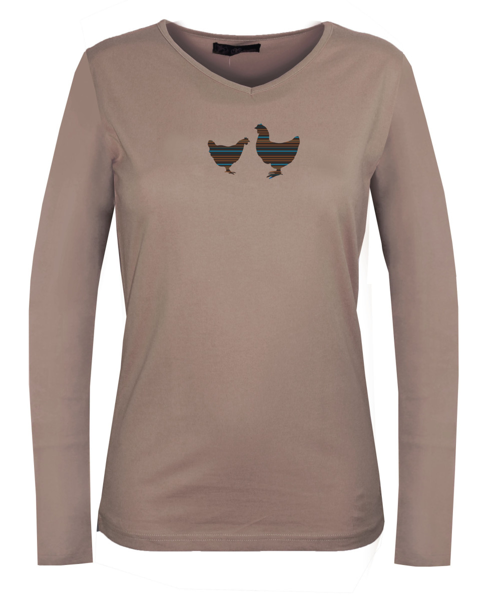 Tee-shirt NAPOLI2 beige col V sérigraphie coton femme